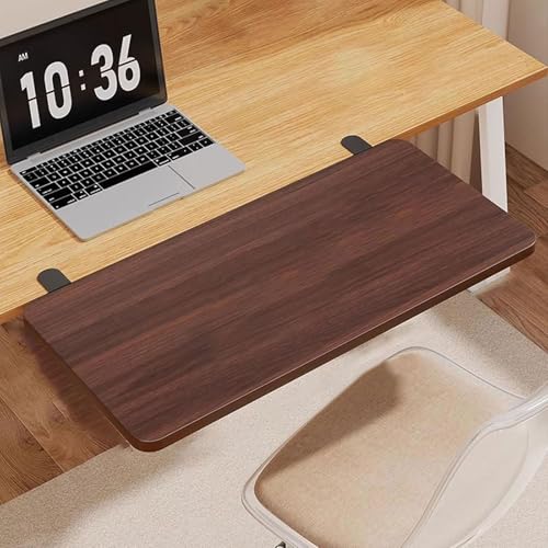PXAMORTEL Schreibtisch-Verlängerungsablage, Faltbare, stanzfreie Klemm-Schreibtisch-Verlängerungsplatte in Mehreren Größen und Mehrfarbig(Walnut,L 40*W 20cm) von PXAMORTEL