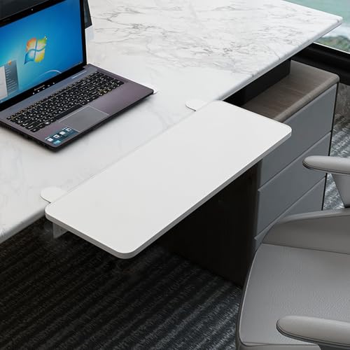 PXAMORTEL Schreibtisch-Verlängerungsablage, Faltbare, stanzfreie Klemm-Schreibtisch-Verlängerungsplatte in Mehreren Größen und Mehrfarbig(White,L 60*W 25m) von PXAMORTEL