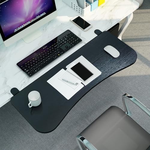 PXAMORTEL Schreibtisch-Verlängerungsablage, Faltbare Klemm-Tastatur-Schreibtisch-Extender-Ablage ohne Bohren, Mehrfarbig, 55–75 cm x 25 cm(Black,L 75*W 25cm) von PXAMORTEL