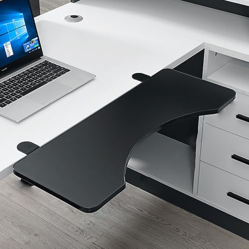 PXAMORTEL Schreibtisch-Verlängerungsablage, Faltbare Klemme auf Schreibtisch-Verlängerungsplatte for Tastatur und Armlehne, Mehrfarbig, mehrere Größen(Black-arc,L 52*W 24cm) von PXAMORTEL