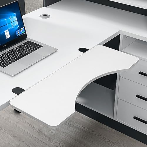 PXAMORTEL Schreibtisch-Verlängerungsablage, Faltbare Klemme auf Schreibtisch-Verlängerungsplatte for Tastatur und Armlehne, Mehrfarbig, mehrere Größen(White-arc,L 65*W 24m) von PXAMORTEL