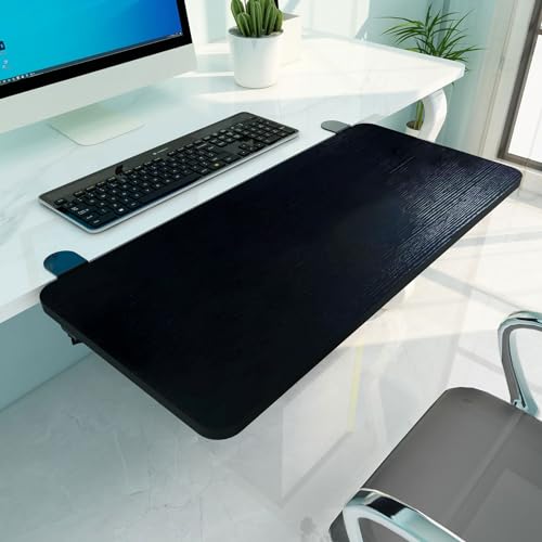 PXAMORTEL Schreibtisch-Verlängerungsablage, Faltbare Schreibtisch-Verlängerungsablage, kein Bohren, leicht zu reinigen, Mehrfarbig, mehrere Größen, for Zuhause und Büro(Black,65 * 25cm) von PXAMORTEL