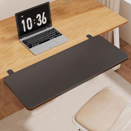 PXAMORTEL Schreibtisch-Verlängerungsablage, Faltbares Schreibtisch-Extender-Tablett, Keine Bohrinstallation, Mehrfarbig, 40–70 x 20–25 cm(Black,40 * 20cm) von PXAMORTEL