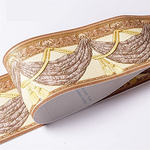 PXAMORTEL Tapetenbordüre Selbstklebend, 10CM PVC Taille Linie Holz Marmor Selbstklebende Sockel Linie Tapete(5) von PXAMORTEL
