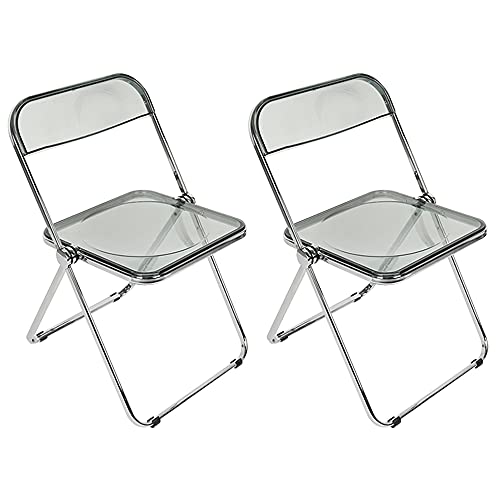 PXAMORTEL Transparenter klarer Esszimmerstuhl, Acryl Klappstuhl Chromgestell Stapelbar 2er Pack Mehrfarbig(2p-Color Ámbar) von PXAMORTEL
