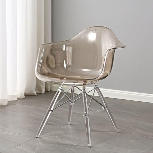 PXAMORTEL Transparenter klarer Esszimmerstuhl, Esszimmerstuhl aus Polycarbonat, Tragkraft 150 kg, mit oder ohne Handläufe, 1er-, 2er-, 4er-Pack, Mehrfarbig(Amber,with handrails 2) von PXAMORTEL