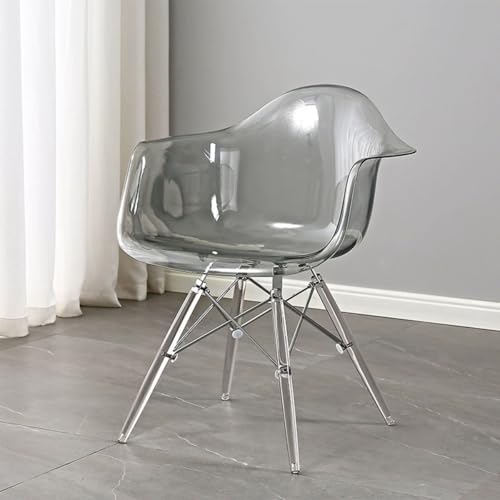 PXAMORTEL Transparenter klarer Esszimmerstuhl, Esszimmerstuhl aus Polycarbonat, Tragkraft 150 kg, mit oder ohne Handläufe, 1er-, 2er-, 4er-Pack, Mehrfarbig(Grey,with handrails 2) von PXAMORTEL
