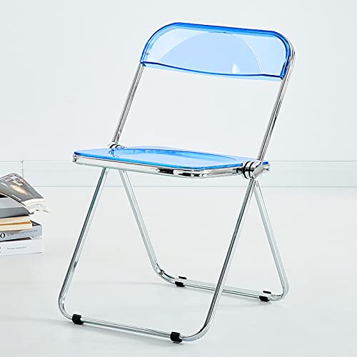PXAMORTEL Transparenter klarer Esszimmerstuhl, Klappstuhl aus transparentem Acryl, verchromter Stahlrahmen, Mehrfarbig(Blu) von PXAMORTEL