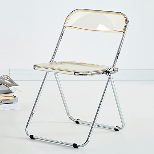 PXAMORTEL Transparenter klarer Esszimmerstuhl, Klappstuhl aus transparentem Acryl, verchromter Stahlrahmen, Mehrfarbig(Giallo) von PXAMORTEL