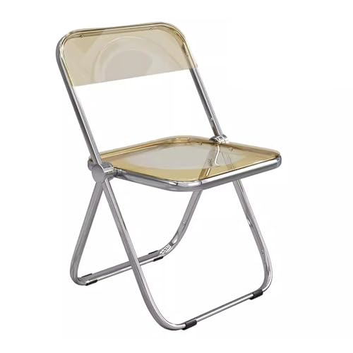PXAMORTEL Transparenter klarer Esszimmerstuhl, Klappstuhl mit verzinkter Halterung, stapelbar, PC, Mehrfarbig, Einheitsgröße(Giallo) von PXAMORTEL