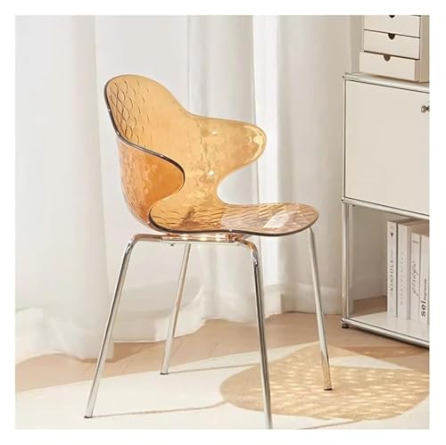 PXAMORTEL Transparenter klarer Esszimmerstuhl, Moderne Esszimmerstühle mit Armlehnen, 2 Stück, PC-Polycarbonat, transparente Kristall-Beine aus Kohlenstoffstahl, Mehrfarbig(Brown,1PCS) von PXAMORTEL