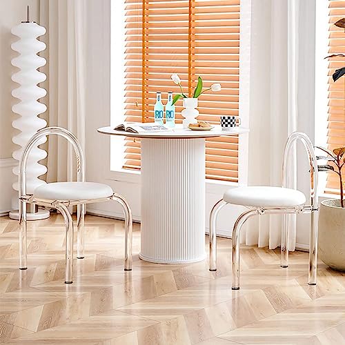 PXAMORTEL Transparenter klarer Esszimmerstuhl, Samtgepolsterter Armlehnenstuhl mit Acrylbeinen, Mehrfarbig, mehrere Sets(White,Set of 2) von PXAMORTEL