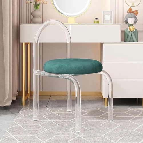 PXAMORTEL Transparenter klarer Esszimmerstuhl, Stapelbarer Esszimmerstuhl aus klarem Acryl mit Samtkissen, 1er-, 2er- oder 4er-Set, Mehrfarbig(Green,Set of 1) von PXAMORTEL