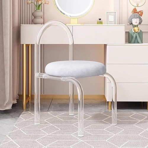 PXAMORTEL Transparenter klarer Esszimmerstuhl, Stapelbarer Esszimmerstuhl aus klarem Acryl mit Samtkissen, 1er-, 2er- oder 4er-Set, Mehrfarbig(Grey,Set of 1) von PXAMORTEL