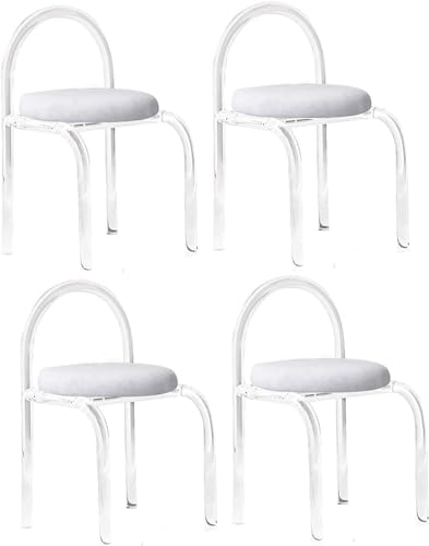 PXAMORTEL Transparenter klarer Esszimmerstuhl, Stapelbarer Esszimmerstuhl aus klarem Acryl mit Samtkissen, 1er-, 2er- oder 4er-Set, Mehrfarbig(Grey,Set of 1 4) von PXAMORTEL