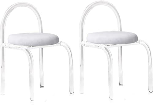 PXAMORTEL Transparenter klarer Esszimmerstuhl, Stapelbarer Esszimmerstuhl aus klarem Acryl mit Samtkissen, 1er-, 2er- oder 4er-Set, Mehrfarbig(Grey,Set of 2) von PXAMORTEL