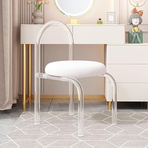 PXAMORTEL Transparenter klarer Esszimmerstuhl, Stapelbarer Esszimmerstuhl aus klarem Acryl mit Samtkissen, 1er-, 2er- oder 4er-Set, Mehrfarbig(White,Set of 1) von PXAMORTEL