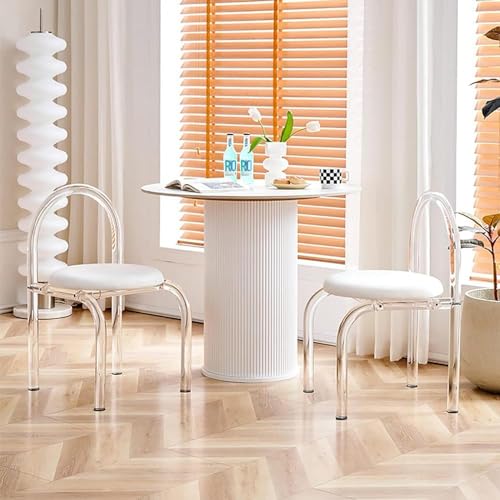 PXAMORTEL Transparenter klarer Esszimmerstuhl, Stapelbarer Esszimmerstuhl aus klarem Acryl mit Samtkissen, 1er-, 2er- oder 4er-Set, Mehrfarbig(White,Set of 2) von PXAMORTEL