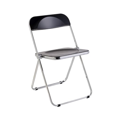 PXAMORTEL Transparenter klarer Esszimmerstuhl, Stapelbarer Klappstuhl aus Acryl mit Sitzfläche aus Acryl und Metallrahmen, Mehrfarbig(Black) von PXAMORTEL