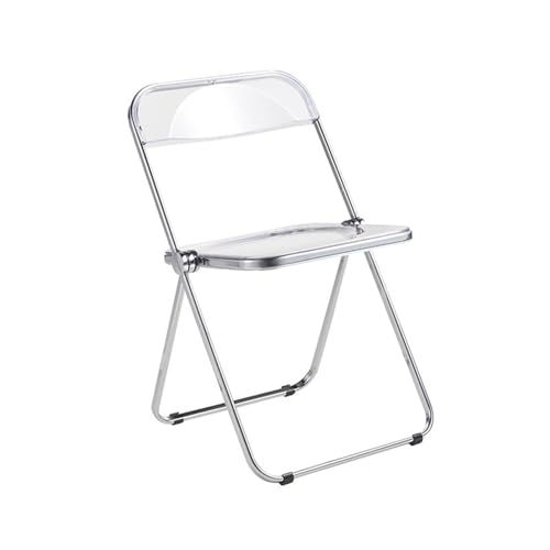PXAMORTEL Transparenter klarer Esszimmerstuhl, Stapelbarer Klappstuhl aus Acryl mit Sitzfläche aus Acryl und Metallrahmen, Mehrfarbig(Transparent) von PXAMORTEL