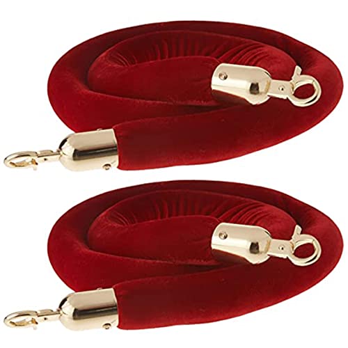 Samt-Absperrseil, 2 Stück Absperrungen mit Seilpfosten zur Kontrolle von Menschenmengen(Red,3Ft/90Cm) von PXAMORTEL