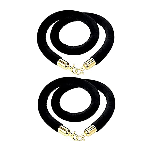 Samt-Absperrseil, Absperrseil for Warteschlangen mit plattiertem Haken(Black,Length 200Cm/6.6Ft) von PXAMORTEL