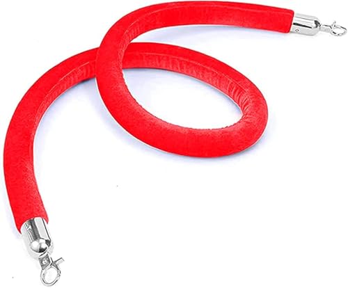 Samt-Absperrseil, Hängende Absperrseile mit silbernen Verschlüssen, Absperrseil for Warteschlangenlinien(Red,0.6M) von PXAMORTEL