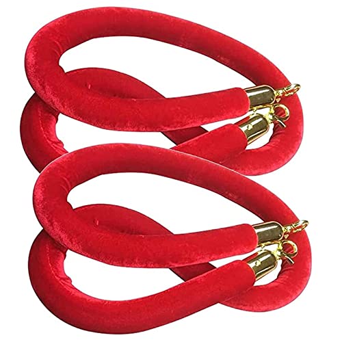 Samt-Absperrseil, Sicherheits-Absperrseil zur Kontrolle von Menschenmengen, mit Edelstahlhaken(Red,0.6M/2Ft/24Inch) von PXAMORTEL