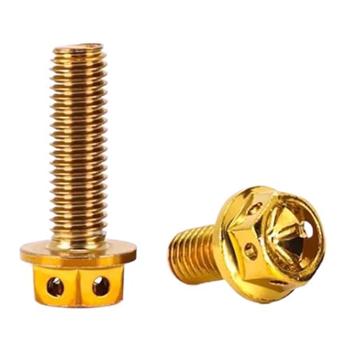 Sechskantflansch-Schrauben, M4/M5/M6/M8 Außensechskantflansch Hohlschraube Motorrad Modifikationsschraube Dekorative Schraube 5St(Titanium Gold,5pcs M8x30) von PXAMORTEL