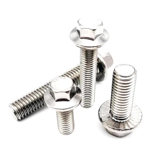 Sechskantflansch-Schrauben, Sechskantschraube mit Unterlegscheibe, M5, M6, M8, M10, M12, Sechskantkopf aus Edelstahl mit gezähnter Flanschschraube, 5 Stück(M12x40mm) von PXAMORTEL