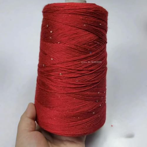 Sequin Sparkle Strickgarn, Baumwoll-Acryl-Seiden-Mischgarn 500g Multicolor for das Handstricken(Big Red) von PXAMORTEL