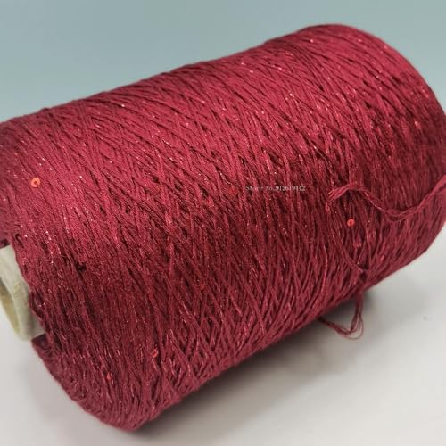 Sequin Sparkle Strickgarn, Baumwoll-Acryl-Seiden-Mischgarn 500g Multicolor for das Handstricken(Chili Red) von PXAMORTEL
