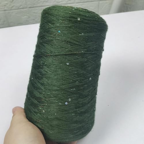 Sequin Sparkle Strickgarn, Baumwoll-Acryl-Seiden-Mischgarn 500g Multicolor for das Handstricken(Dark Green) von PXAMORTEL