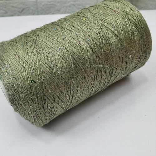 Sequin Sparkle Strickgarn, Baumwoll-Acryl-Seiden-Mischgarn 500g Multicolor for das Handstricken(Grass Green) von PXAMORTEL