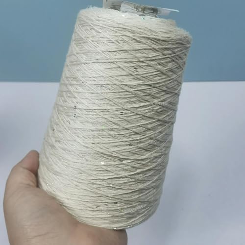 Sequin Sparkle Strickgarn, Baumwoll-Acryl-Seiden-Mischgarn 500g Multicolor for das Handstricken(Rice Apricot Color) von PXAMORTEL