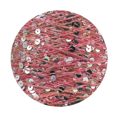 Sequin Sparkle Strickgarn, Baumwoll-Strickgarn, 50 g, 140 m, mehrfarbige Pailletten, 3 mm, 6 mm, for Handstricken, DIY(Aw008) von PXAMORTEL