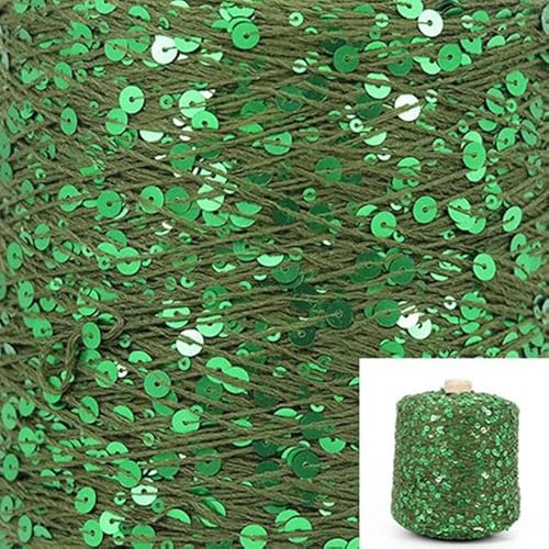 Sequin Sparkle Strickgarn, Stränge 50 g Baumwoll-Glitzergarn mit 6 mm + 3 mm Pailletten for Stricken, DIY, mehrfarbig(AJ059) von PXAMORTEL