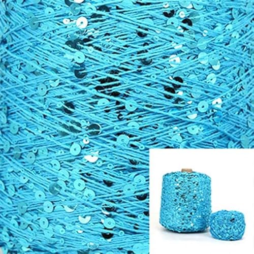 Sequin Sparkle Strickgarn, Stränge 50 g Baumwoll-Glitzergarn mit 6 mm + 3 mm Pailletten for Stricken, DIY, mehrfarbig(AJ090) von PXAMORTEL