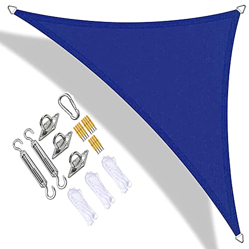Sonnensegel, Dreieck, Sonnensegel Dreieck Wasserabweisend PES Sonnenschutz for Garten und Terrasse im Freien Sonnenschutz Unterstand Markisenüberdachung Block mit kostenlosem Seil for Party Pergola Hi von PXAMORTEL