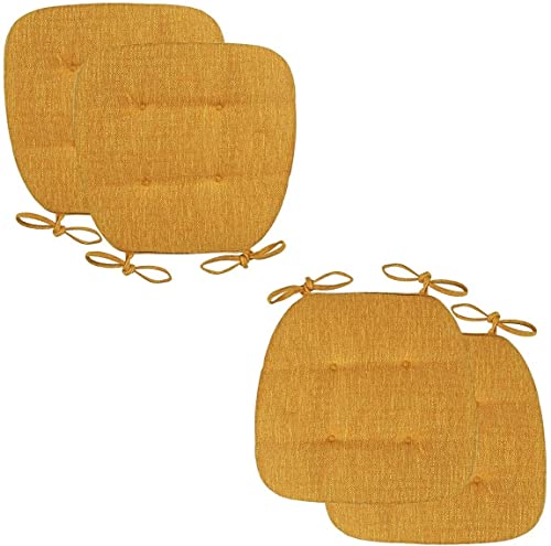 Stuhlkissen für Esszimmerstühle, 2/4 Packungen Stuhlkissen for Esszimmerstühle, U-förmiges Sitzkissen for das Esszimmer mit Bändern for Küchenstühle, Esszimmerstühle, Bürostühle(Turmeric,43x41cm*4 Pac Stuhlkissen für Esszimmerstühle, 2/4 Packungen Stuhlkissen for Esszimmerstühle, U-förmiges Sitzkissen for das Esszimmer mit Bändern for Küchenstühle, Esszimmerstühle, Bürostühle(Turmeric,43x41cm*4 Pac von PXAMORTEL