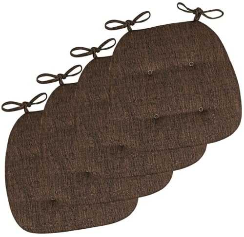 Stuhlkissen für Esszimmerstühle, 2er/4er/6er Set Stuhlkissen Esszimmerstuhlkissen Bürositzkissen mit Bändern, Vorder- und Rückseite nutzbar(Coffee,41 * 43cm(Set of 4)) von PXAMORTEL