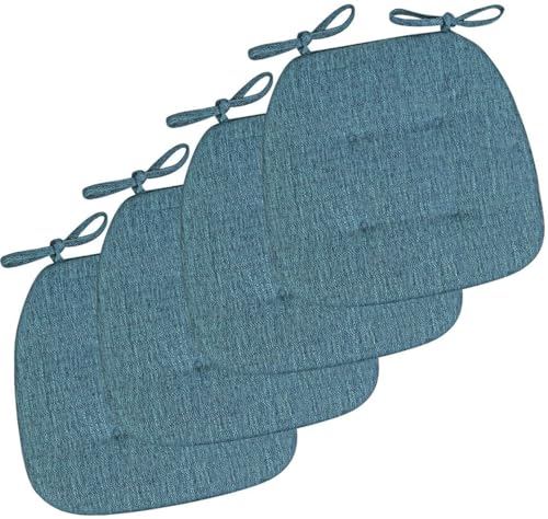 Stuhlkissen für Esszimmerstühle, 2er/4er/6er Set Stuhlkissen Esszimmerstuhlkissen Bürositzkissen mit Bändern, Vorder- und Rückseite nutzbar(Gray Blue,41 * 43cm(Set of 4)) von PXAMORTEL