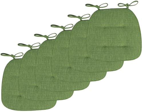 Stuhlkissen für Esszimmerstühle, 2er/4er/6er Set Stuhlkissen Esszimmerstuhlkissen Bürositzkissen mit Bändern, Vorder- und Rückseite nutzbar(Green,41 * 43cm(Set of 6)) von PXAMORTEL