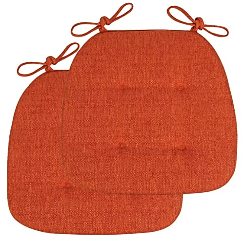 Stuhlkissen für Esszimmerstühle, 2er/4er/6er Set Stuhlkissen for Esszimmerstühle, Sitzkissen for Esszimmer mit Krawatten, Stuhlkissen for Bürostühle(Orange,41 * 43cm(Set of 2)) von PXAMORTEL