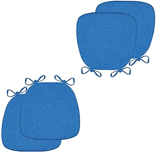 Stuhlkissen für Esszimmerstühle, 2er-/4er-Set weiche und Bequeme Sitzkissen mit Bändern, U-förmige, rutschfeste Stuhlpolster for Küche, Esszimmer und Büro(Precious Blue,41 * 43cm*Set of 4) von PXAMORTEL