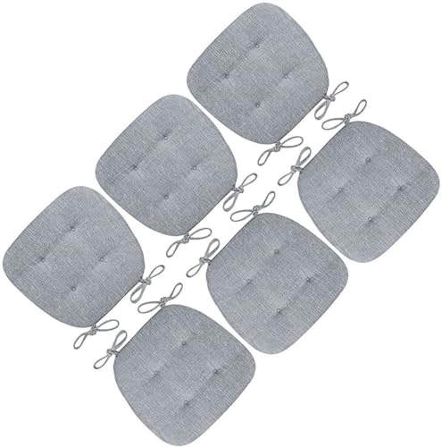 Stuhlkissen für Esszimmerstühle, 6er-Pack Stuhlkissen for Esszimmerstühle, U-förmige Sitzkissen mit Bändern(Light Gray) von PXAMORTEL