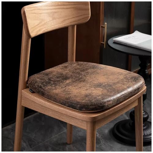 Stuhlkissen für Esszimmerstühle, Satz mit 1/2/4 Hufeisen-Esszimmerstuhlkissen, hufeisenförmiges PU-Leder-Stuhlkissen mit Memory-Schaum, rutschfestes Stuhlpolster mit Bändern(A,43 * 42cm(Set of 2)) von PXAMORTEL