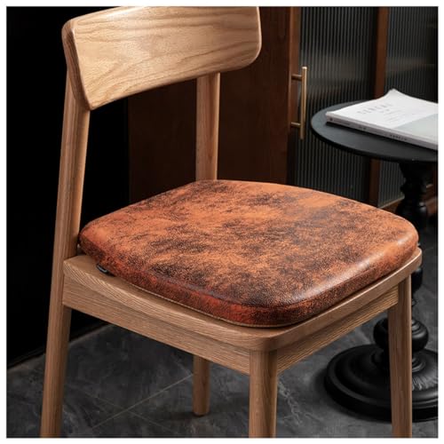 Stuhlkissen für Esszimmerstühle, Satz mit 1/2/4 Hufeisen-Esszimmerstuhlkissen, hufeisenförmiges PU-Leder-Stuhlkissen mit Memory-Schaum, rutschfestes Stuhlpolster mit Bändern(E,43 * 42cm(Set of 4)) von PXAMORTEL