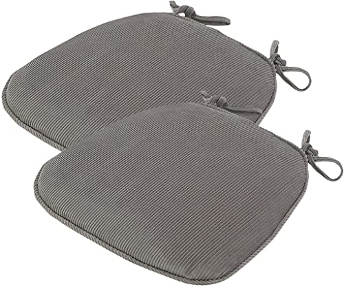 Stuhlkissen für Esszimmerstühle, Stuhlkissen for Esszimmerstühle, U-förmiges Sitzkissen for die Küche, Stuhlpolster for Esszimmer mit Reißverschluss und Bändern(Silver Gray,41 * 43cm(Set of 2)) von PXAMORTEL