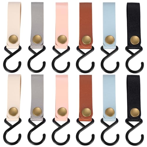 PXARMYYXGS 12 Stück S Haken für Kleiderstange Haken, Kleiderhaken Garderobenhaken, Multifunktionshaken mit Lederschlaufe Haken, Leder Haken zum Aufhängen Garderobe Küche Badezimmer Camping Haken PXARMYYXGS 12 Stück S Haken für Kleiderstange Haken, Kleiderhaken Garderobenhaken, Multifunktionshaken mit Lederschlaufe Haken, Leder Haken zum Aufhängen Garderobe Küche Badezimmer Camping Haken von PXARMYYXGS